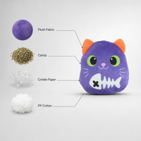 Famipet Fabricant Vente en Gros Personnalisée Nouveau Thème Halloween Design Fantôme Jouet pour Chaton Peluche Douce Jouet pour Chat en Peluche Froissée Ensemble