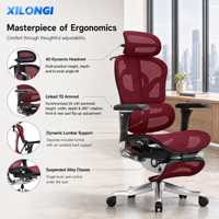 Chaise de bureau ergonomique inclinable en maille avec dossier haut, support lombaire, appui-tête 4D, pivotante, hauteur réglable, accoudoirs 7D, chaise de bureau inclinable