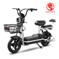 Vélo électrique 2 places HUAN YING en gros, 350W 48V, batterie lithium, avec panier, pour trajets quotidiens des adultes