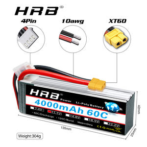 DWI 航空機用リチウムポリマードローンバッテリー 4000mAh 60C 放電 2S-6S 7.4V/11.1V/14.8V/22.2V リモコン多軸 T/Xt60 - Product Image 2