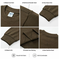 T-shirt Homme Effet Superposé Faux Deux Pièces 305 g/m² Manches Longues Streetwear Américain Coupe Oversize Personnalisable avec Logo