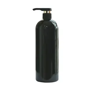 Corpo vazio bomba de loção garrafa de boston 16 32oz 500 1000 ml shampoo garrafa pet de plástico preto