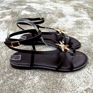 รองเท้าแตะรัดส้นแบบเปิดนิ้วเท้าประดับปลาดาวสำหรับผู้หญิง สวมใส่สบายในช่วงฤดูร้อน พร้อมสายรัดข้อเท้าแบบปรับได้และสายรัดนิ้วเท้า - Product Image 3