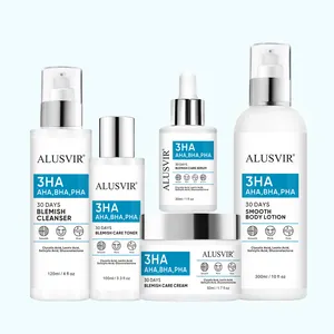 Oem Set tutto in uno per la cura della pelle Aha Bha Pha per il viso Toner per il viso crema per il viso esfoliante per la cura della pelle con lozione per il corpo Anti Acne Set per la cura della pelle