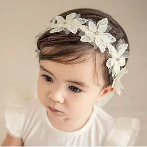 2022新しいデザインの女の赤ちゃんの結婚式の白い花のヘッドバンド