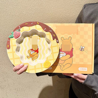 Bol et assiette en céramique 3D en relief Winnie l'ourson fraise, résistant au micro-ondes, vaisselle mignonne pour la maison, coffret cadeau