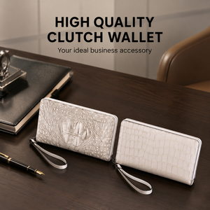 Cartera de Mano de Piel de Cocodrilo <span class=keywords><strong>Siamés</strong></span> Tailandés Genuina, Unisex, con Cierre de Cremallera, Estampado Animal de Alta Calidad, Cartera Larga - Product Image 3