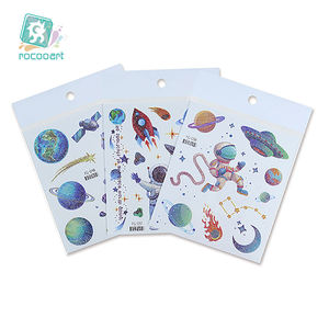 Rocketship Universe Sun Moon Tatouages Autocollant pour Enfants Garçons Party Favors Fournitures Espace Tatouages Temporaires pour Enfants - Product Image 3