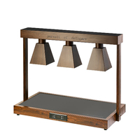 Lampe chauffante électrique en acier inoxydable pour buffet, restaurant, chauffe-plats avec finition en bois