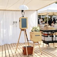 Photomaton à impression instantanée YPT avec cadre en bois et verre trempé, écran tactile 18,5 pouces, Wi-Fi, NFC, Bluetooth, compatible HDMI, iPad, DSLR, GoPro
