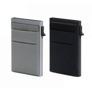 Mini Tarjetero Metálico con Bloqueo RFID, Porta Tarjetas de Crédito con Sistema Pop-up y Porta Dinero Autoadhesivo de Licra para Hombres y Mujeres - Product Image 1