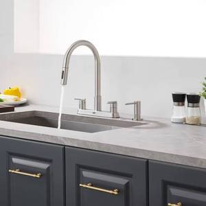 CUPC Stainless Steel 3-4 Hole 8 '' Widespread Pull Out Kitchen Sink Faucet with Soap Dispenser - Product Image 3