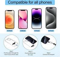Cordon universel réglable en polyester pour téléphone portable, long et confortable, à porter en bandoulière, autour du cou ou au poignet, avec attaches pour iPhone et Android