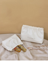 XiYou pochette de rangement de voyage personnalisée en cuir petit sac cosmétique froissé Snap vente en gros Maquillage Trousse sac de maquillage fermeture éclair
