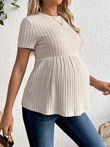 Nueva Camiseta de Maternidad de Manga Corta con Cuello Redondo, Tejido de Punto, Top de <span class=keywords><strong>Embarazo</strong></span> de Gran Venta para Comercio Exterior Europeo y Americano - Product Image 1