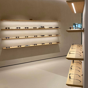 Light Wood Open Shelving for Eyewear Store Display <strong>150cm</strong> Wall Floating LED <strong>Shelves</strong> with Heavy Duty Brackets - Product Image 2