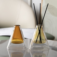 Bouteille de diffuseur de roseaux en verre borosilicate à double paroi de luxe personnalisée | Récipient d'arôme à cône inversé