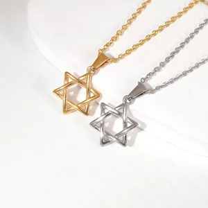 Wholesale Men Women Jewish Jewelry Megan Star of David Pendant Charms Necklace Gold Plated Stainless Steel Necklace Accessories