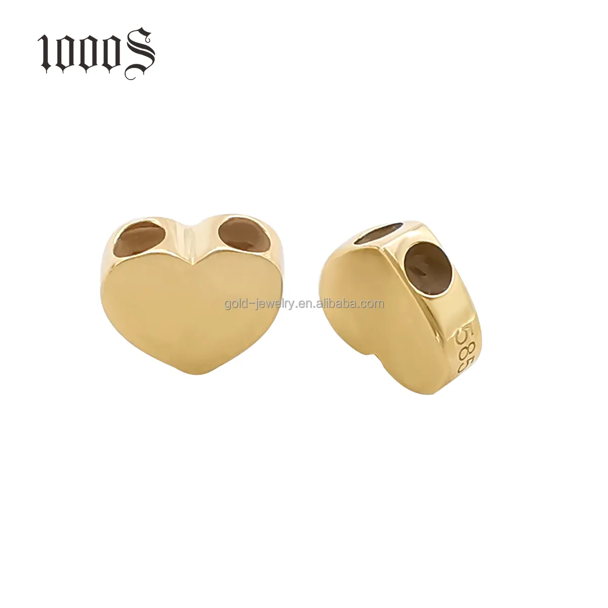 AU585 14K or jaune massif accessoire ajustement forme de cœur perles or bijoux fins vente en gros