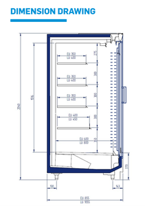 Réfrigérateur de supermarché à portes vitrées, 3,8 mètres, 6 portes, à température unique, refroidissement par air, multi-étagères, avec affichage numérique - Product Image 4