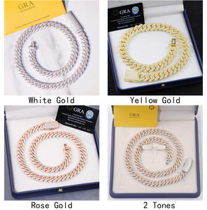 100 % Diamanttest bestanden VVS Hip-Hop-Schmuck, 2-reihige 8 mm 10 mm 12 mm Diamant Cuban-Link-Kette, 925 Silber Halskette, Moissanit-Kette - Product Image 3