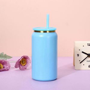 Nuevo Estilo Vaso de Acero Inoxidable de 16oz con Doble Pared, Recubrimiento al Vacío y Acabado en Polvo, con Tapa y Pajita de Color para Bebidas, Ideal para Fiestas, Ecológico - Product Image 6