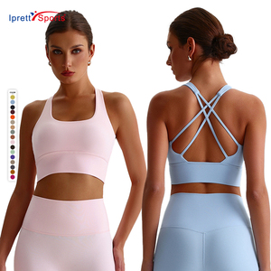 Soutien-gorge de sport pour femme à dos croisé, rembourré, sensation seconde peau, haute élasticité, pour <span class=keywords><strong>yoga</strong></span>, gym et fitness - Product Image 2