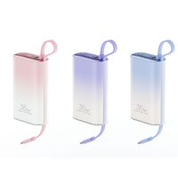 Batterie externe Li-Polymère 10000mAh 22.5W avec câble Type-C intégré, charge rapide bidirectionnelle, affichage LCD de la batterie, charge rapide