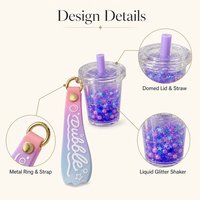 Mini porte-clés Bubble Tea, breloque shaker liquide scintillant, pendentif tasse Boba, dragonne souple pour sacs d'enfants et cadeaux de fête