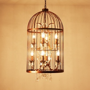 JYLIGHTING in ferro battuto americano retrò ristorante bar personalità creativa industriale lampade a sospensione <span class=keywords><strong>lampadario</strong></span> a <span class=keywords><strong>gabbia</strong></span> per uccelli in cristallo - Product Image 2
