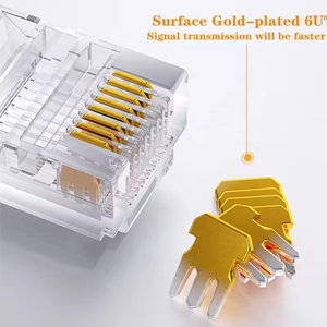 หัวต่อสายแลน RJ45 แบบคริสตัล 6U สำหรับสาย Cat5 Cat5e Cat6 อีเธอร์เน็ต แลน วัสดุทองแดงและพลาสติก - Product Image 3