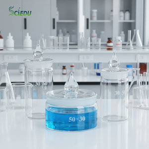 SCIEDU AACH054 Botella <span class=keywords><strong>de</strong></span> Vidrio para <span class=keywords><strong>Laboratorio</strong></span> Químico, Tipo Plano, Sellada y para Pesar, Personalizable OEM, 7ml-80ml - Product Image 1