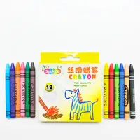 Caja de plástico de lápiz personalizada, 12 colores, con cera de embalaje