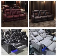 Ensemble de canapés inclinables électriques pour salle de cinéma maison avec porte-gobelets et console de charge USB