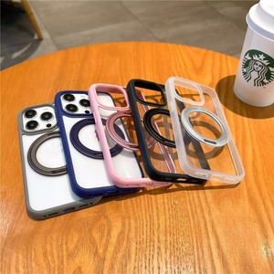Soporte Magnético con Anillo para Teléfono Móvil, Carcasa Transparente para iPhone 16 15 14 13 12 11 Pro Max, Soporte de Color Sólido, Cubierta Protectora Transparente - Product Image 2