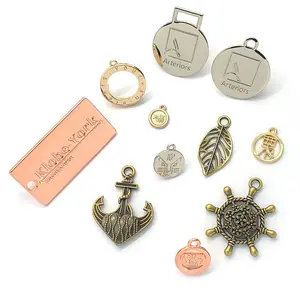 Custom Made Logo Engraved Cheap Gold Pendant Metal Jewelry Tags Charms For Necklace /Bracelet