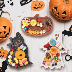 Ensemble de plateaux de service en bois Hangxu pour Halloween, assiettes décoratives pour desserts, pour fêtes et décoration de la maison - Product Image 3