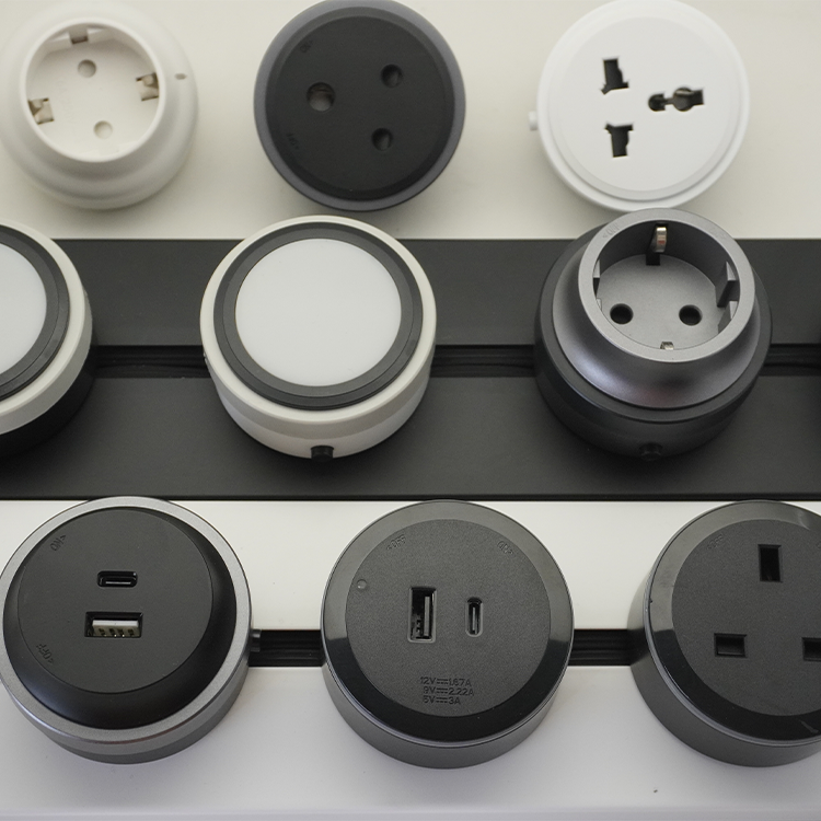 Electrical Double Usb Charging Wall Electrical Outlet Adaptor Power Movable Socket Track for Rail Socket