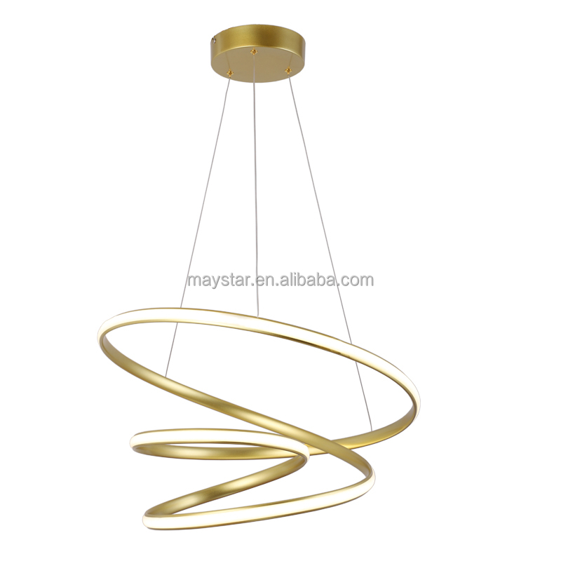 LED Spiral Aluminum Silicone Pendant Light for Indoor Decor