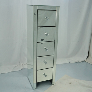 Vxin <strong>Mirror</strong> WXF-006 Five Drawer Silver Glass Nightstand <strong>Bedside</strong> Table Mirrored <strong>Bedside</strong> Table - Product Image 1