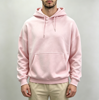 Sweat-shirts et sweats à capuche pour hommes, coupe classique, en coton pur épais 450 g/m², rose uni, avec poches, coupe ample, imprimé, personnalisés OEM