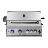 Cuisine d'extérieur intégrée en acier inoxydable, barbecue à gaz grill avec fourche rotative rabat charbon de bois & GPL, four industriel