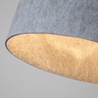 Suspension ovale moderne en feutre acoustique, ampoule LED E27, hauteur réglable, blanc chaud (3500K), finition beige AC, taille moyenne