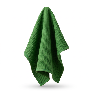 ผ้าเช็ดครัวไมโครไฟเบอร์สีเขียว ผ้าเช็ดจานสี่เหลี่ยมทอสีพื้น ลายวาฟเฟิล - Product Image 1