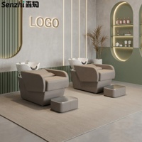 Fauteuil de lavage moderne et durable pour salon de coiffure et institut de beauté, mobilier de salon en cuir synthétique avec cuvette en céramique