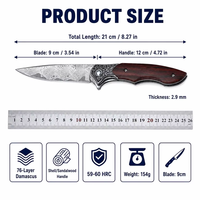 Couteau de poche tactique pliant Damas, couteau de chasse EDC multifonctionnel, couteau de survie utilitaire pour hommes, outil d'urgence DM017