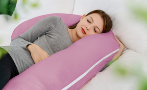 Almohada de Embarazo <span class=keywords><strong>Magenta</strong></span> con Funda de Terciopelo, Almohada Corporal de Maternidad en Forma de C para Dormir de Lado - Product Image 2