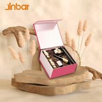 Boîtes de vêtements rigides personnalisés Jinbar Insertion d'emballage de cils roses Installation végétale Cadeaux de spécialité Feuille d'or Gaufrage Impression parfum