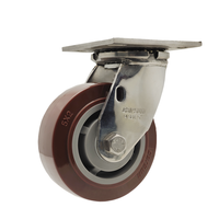 Roulettes industrielles robustes en acier inoxydable Roues pivotantes de 4/5/6/8 pouces Freins en acier inoxydable Style pivotant en nylon/caoutchouc