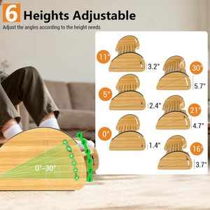 Bamboo <b>Footstool</b> Ergonomic Design For Office Use Adjustable Wood Foot Rest <b>Pad</b> Semicircular Shape Freestanding - Product Image 4